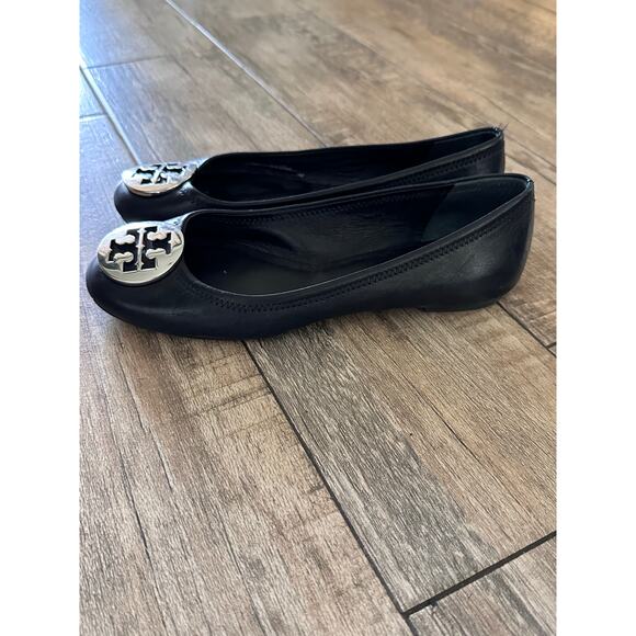 Tory Burch Women's Black Leather Reva Ballet Flats Size Size 7.5 - Picture 15 of 16